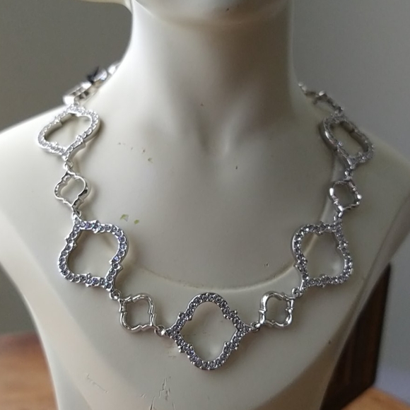 Nadri White Rhodium Alhambra Necklace - Picture 6 of 10